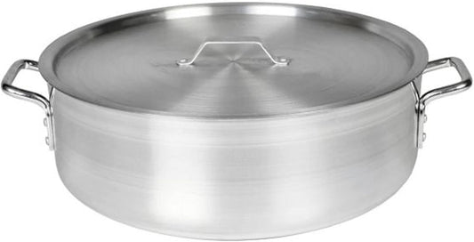 Aluminum Brazier Pot with Cover 6mm Thickness- Heavy Weight Cookware Braiser Pan Braising Pan Perfect Roasting Baking Sauteing Searing and Pan Frying Mirror-Finished