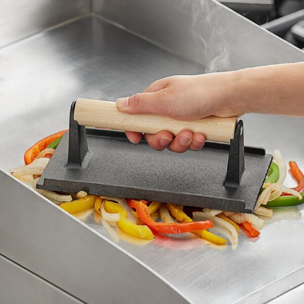 Steak Weight Cast Iron with Wooden Handle - Grill Press Bacon Press Meat Steak Sandwich for Griddle Grill Press Burger Press Griddle Press Meat Press