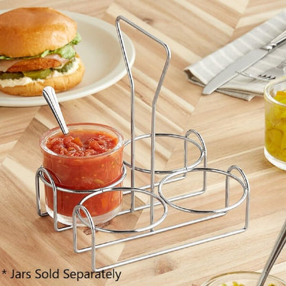 Condiment Jar Holder Iron Plated Hole Size: 3-3/8" Diameter - Condiment Rack Holder Table Caddy Tabletop Seasoning Spice Organizer for Home and Restaurant