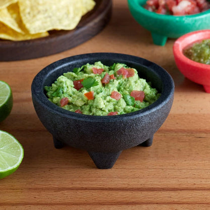 Molcajete Salsa Bowl Black Color - Perfect for Parties Events Regular Use Great for Molcajete Chips Guacamole Serving Dish Sauce Cup Side dish Snack Dip Nuts or Candy