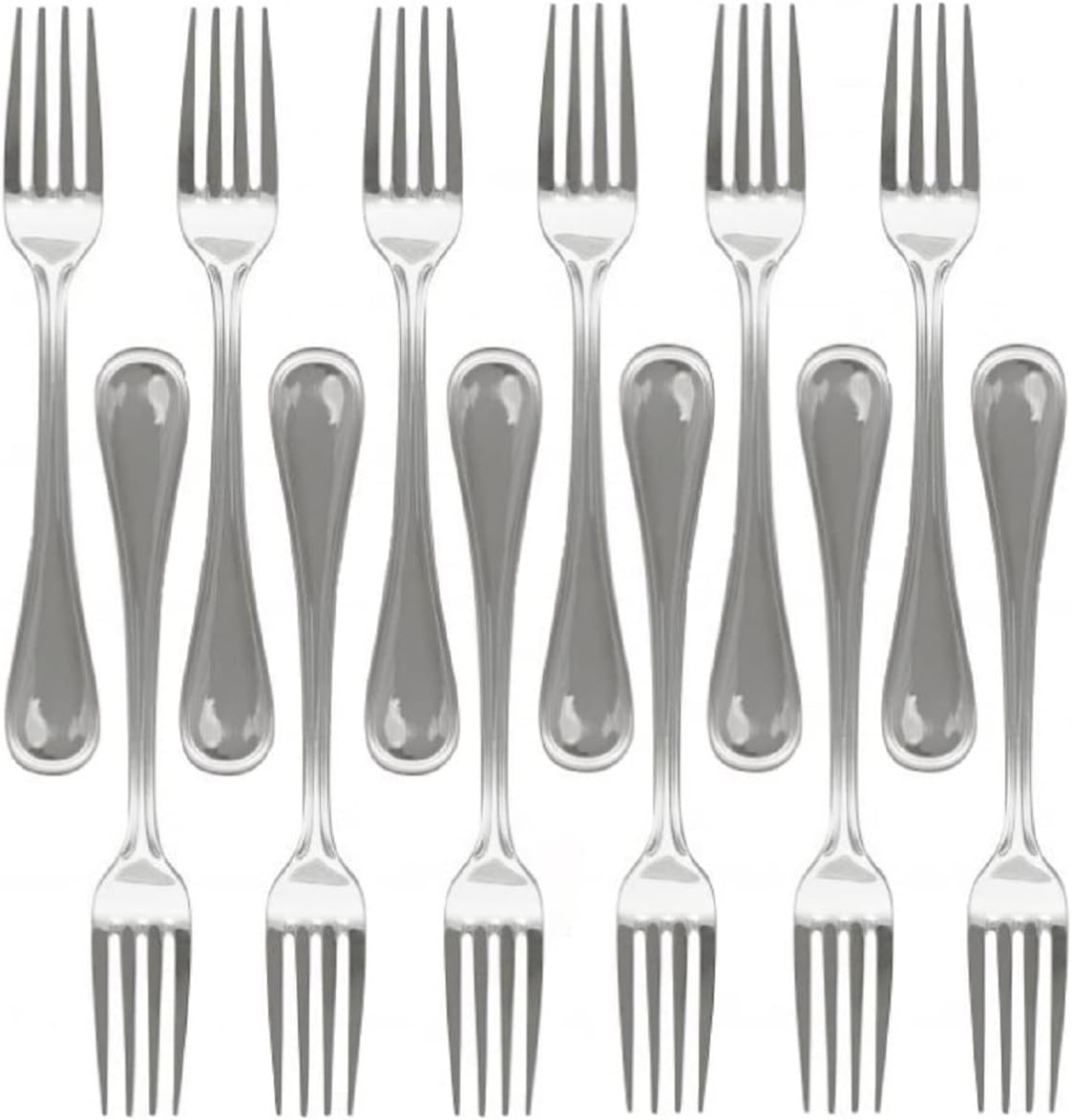 True Silverware Atlantic Set of 12- Stainless Steel Flatware Silverware Cutlery Kitche ...