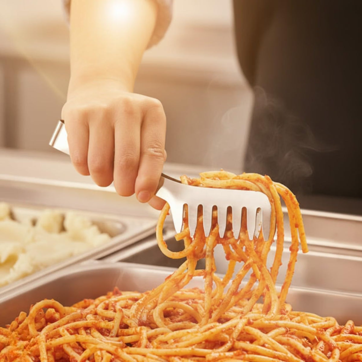 8-inch Stainless Steel Spaghetti Tongs- Heavy Duty Spaghetti Server Pasta Tong Spaghetti Sever Pasta Tongs Kitchen Utensils Cooking Utensils for Grill Salad BBQ Frying Serving