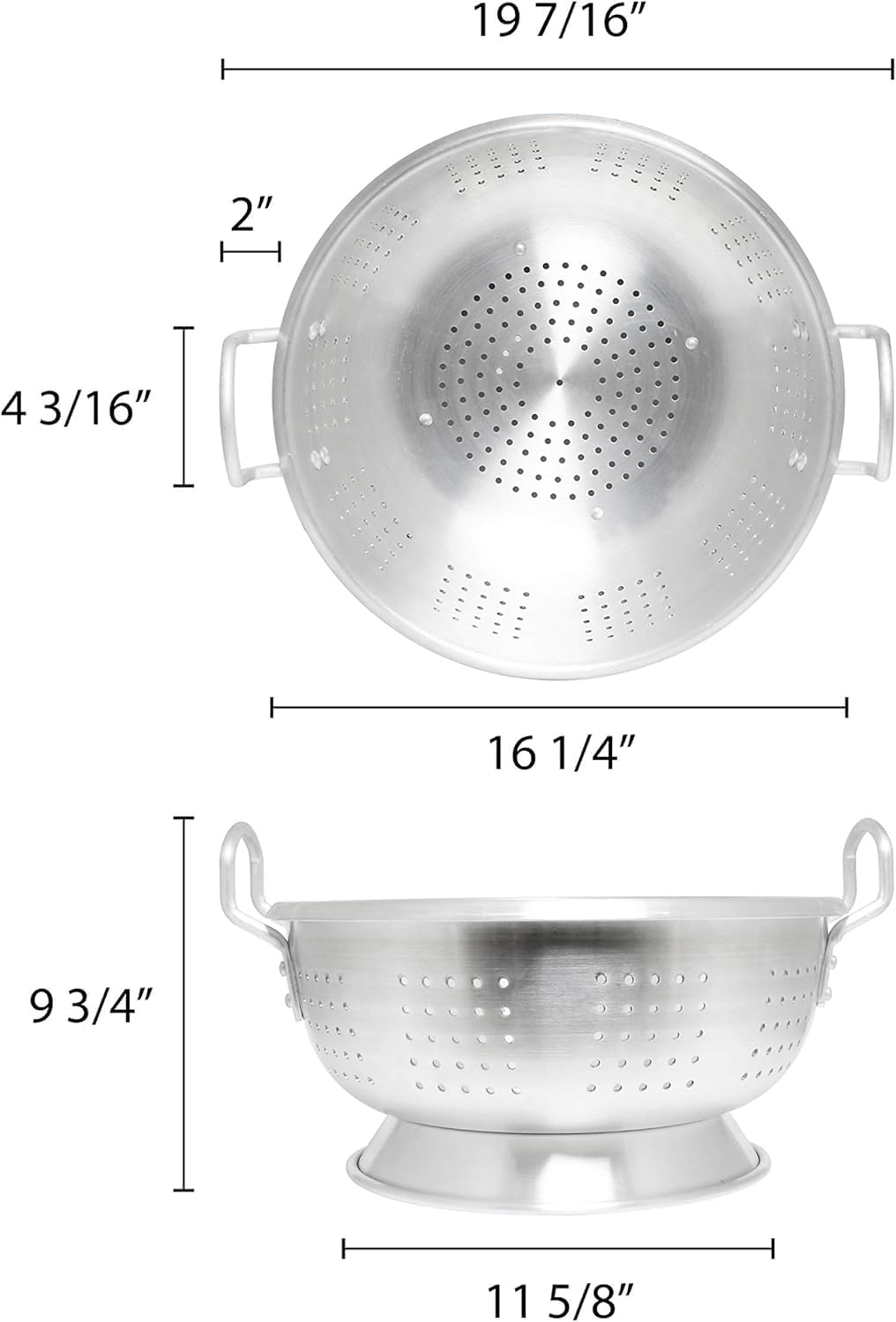 Heavy Duty Colander Commercial Pasta Strainer Aluminum- Pasta Spaghetti Berry Fruit Vegetable Kitchen Food Strainer Basket