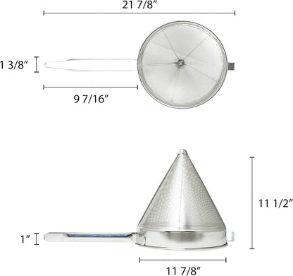 Stainless Steel China Cap Strainer - Cone Shaped Strainer Food Strainer Juice Strainer Kitchen Tools Food Colander For Straining Seeds Beans Sauces & More