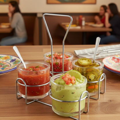Condiment Jar Holder Iron Plated Hole Size: 3-3/8" Diameter - Condiment Rack Holder Table Caddy Tabletop Seasoning Spice Organizer for Home and Restaurant