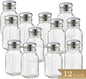 Classic Clear Glass Salt or Pepper Shakers with Stainless Steel Mushroom Tops Set of 12- Salt Shaker Stainless Lid-Glass Spice Jars Kitchen Accessories