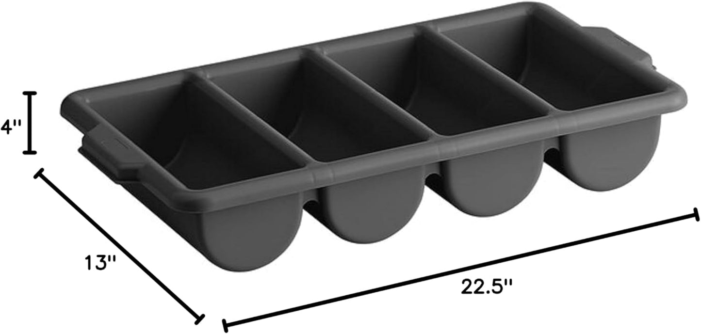 4 Compartments Silverware Organizer Cutlery Tray 22-1/2" x 13" x 4"- Plastic Utensils Drawer Holder Cutlery Holder for Kitchen Home and Restaurant Organization