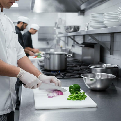 Utility Cutting Board White Plastic with Handle- Non-Skid Plastic Chopping Board Cutting Board for Kitchen Meat Vegetables Fruits Home Restaurants Dishwasher Safe