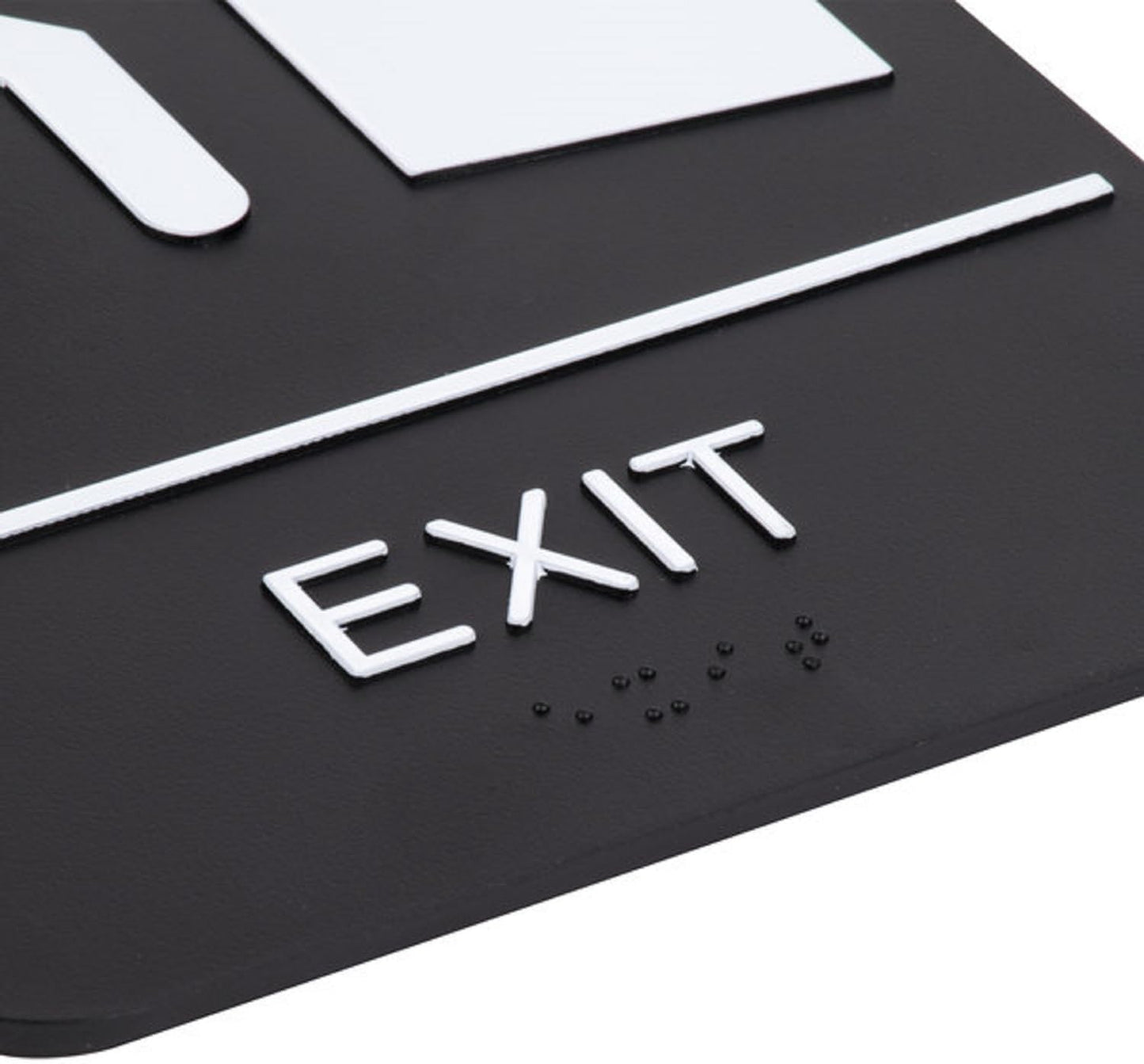 6" x 9" Exit Sign with Braille Easy Peel Self-Adhesive White on Black Color Set of 2- Waterproof Self Adhesive Store Signs Indoor/Outdoor Warning Marker Home Business Use