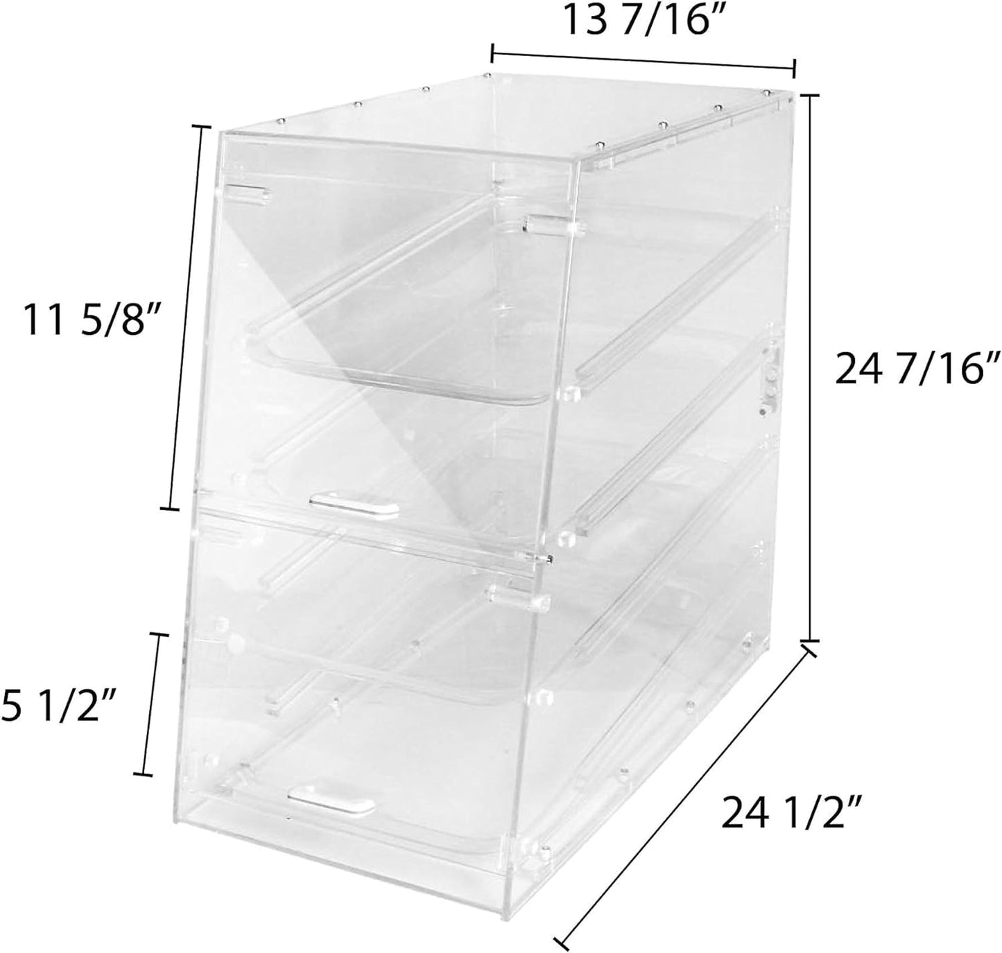 4 Tray Countertop Bakery Display Case with Rear Doors 14" x 24" x 24"- Pastry Case Box Retail Commercial Home use for Bagels Baked Goods Bread Donuts Vegetables
