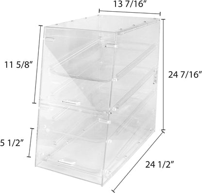 4 Tray Countertop Bakery Display Case with Rear Doors 14" x 24" x 24"- Pastry Case Box Retail Commercial Home use for Bagels Baked Goods Bread Donuts Vegetables