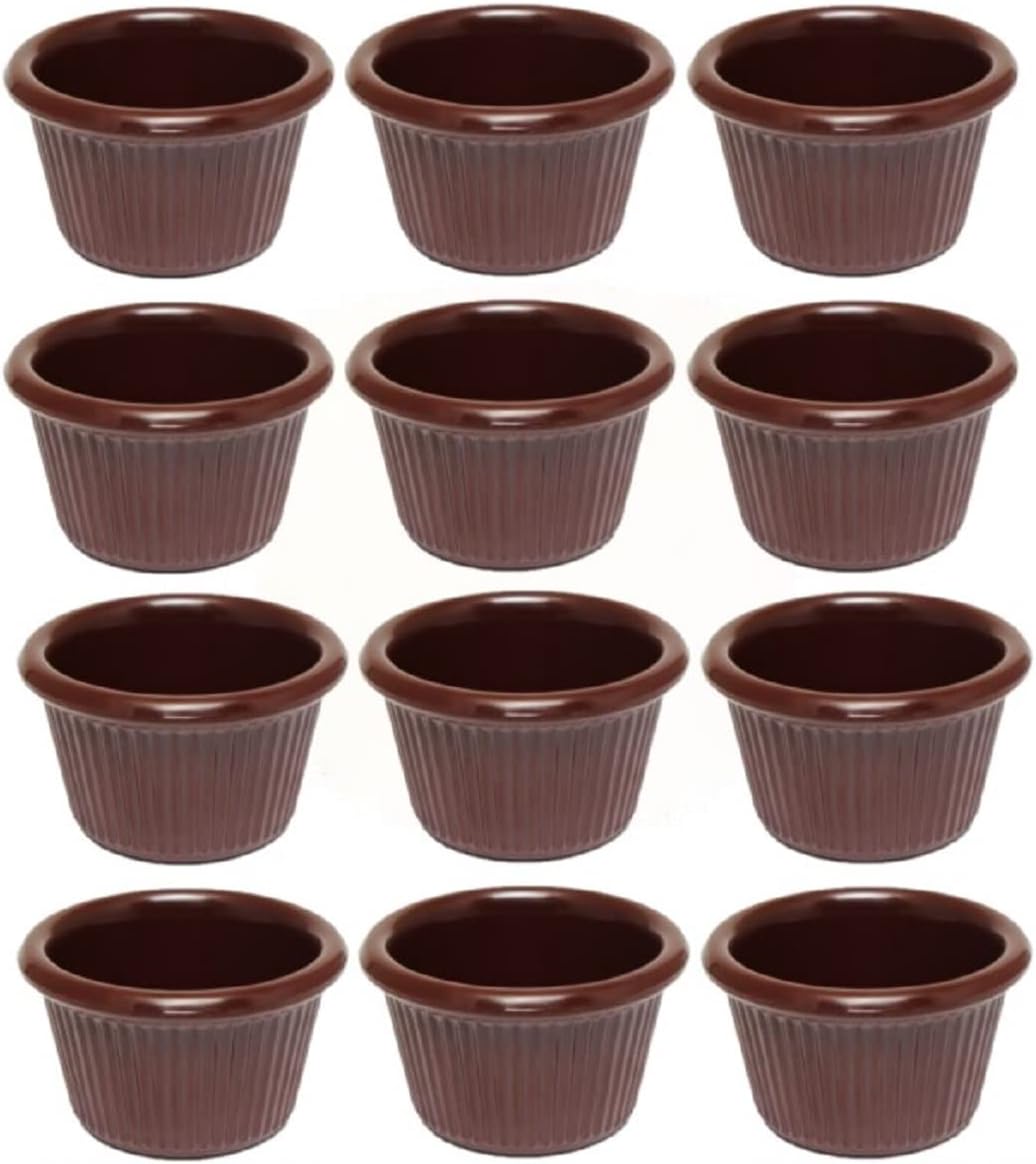 Set of 12 Fluted Ramekin Melamine - Plastic Ramekin Dipping Sauce Cup Portion Dipping Sauce Cups Individual Condiment cups For Catering Kitchen Restaurant