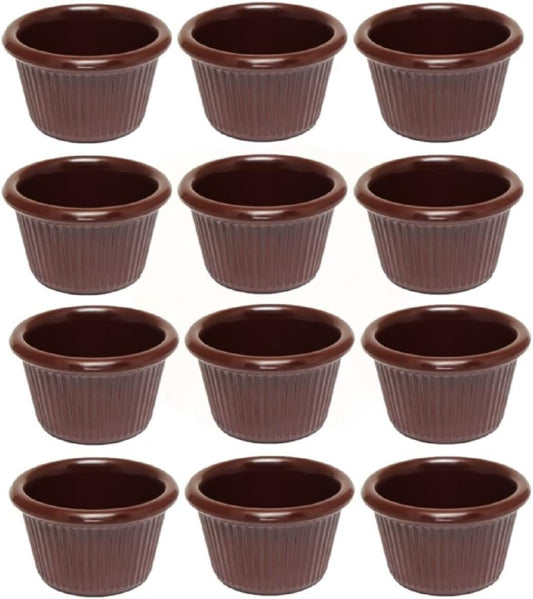 Set of 12 Fluted Ramekin Melamine - Plastic Ramekin Dipping Sauce Cup Portion Dipping Sauce Cups Individual Condiment cups For Catering Kitchen Restaurant