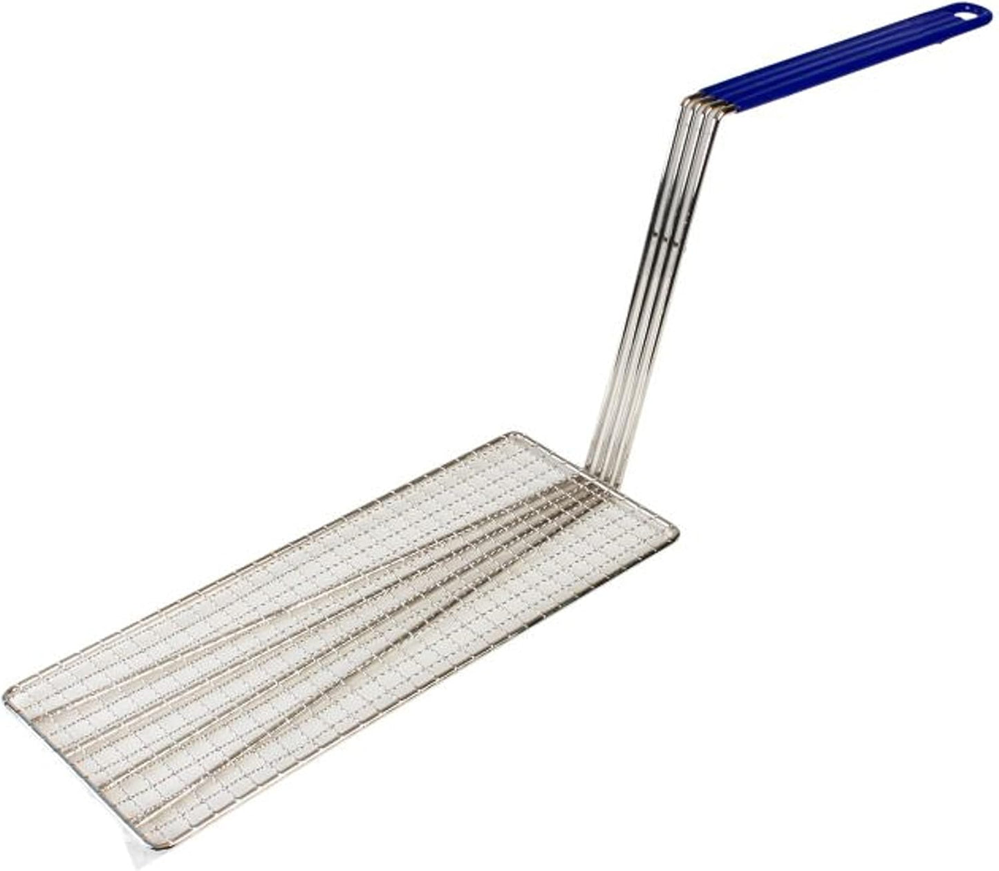 Rectangular Deep Fry Basket Press Heavy Duty Nickel Plated Iron with Coated Handle - for Home and Restaurant Kitchen Frying Chips Fish Sausages