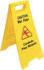 24" x 12" Caution Wet Floor Sign Yellow Color- Double-Sided Safety Warning Signs for Commercial Use A Frame 24 Inches Height Bilingual Warning Sign