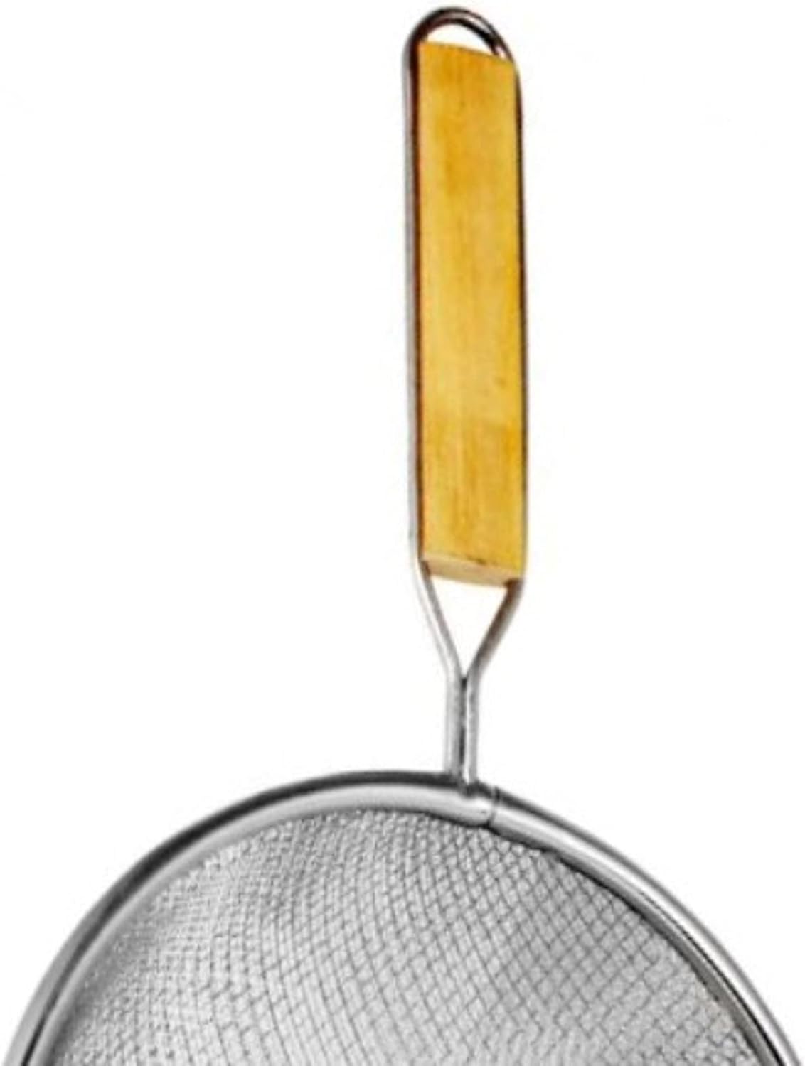 Double Fine Tin Mesh Strainer Handle Length Wooden Handle- Kitchen Utensil Food Strainer Skimmer Spoon for Cooking Sieve Sifters Rice Quinoa Pasta Fruits Vegetable