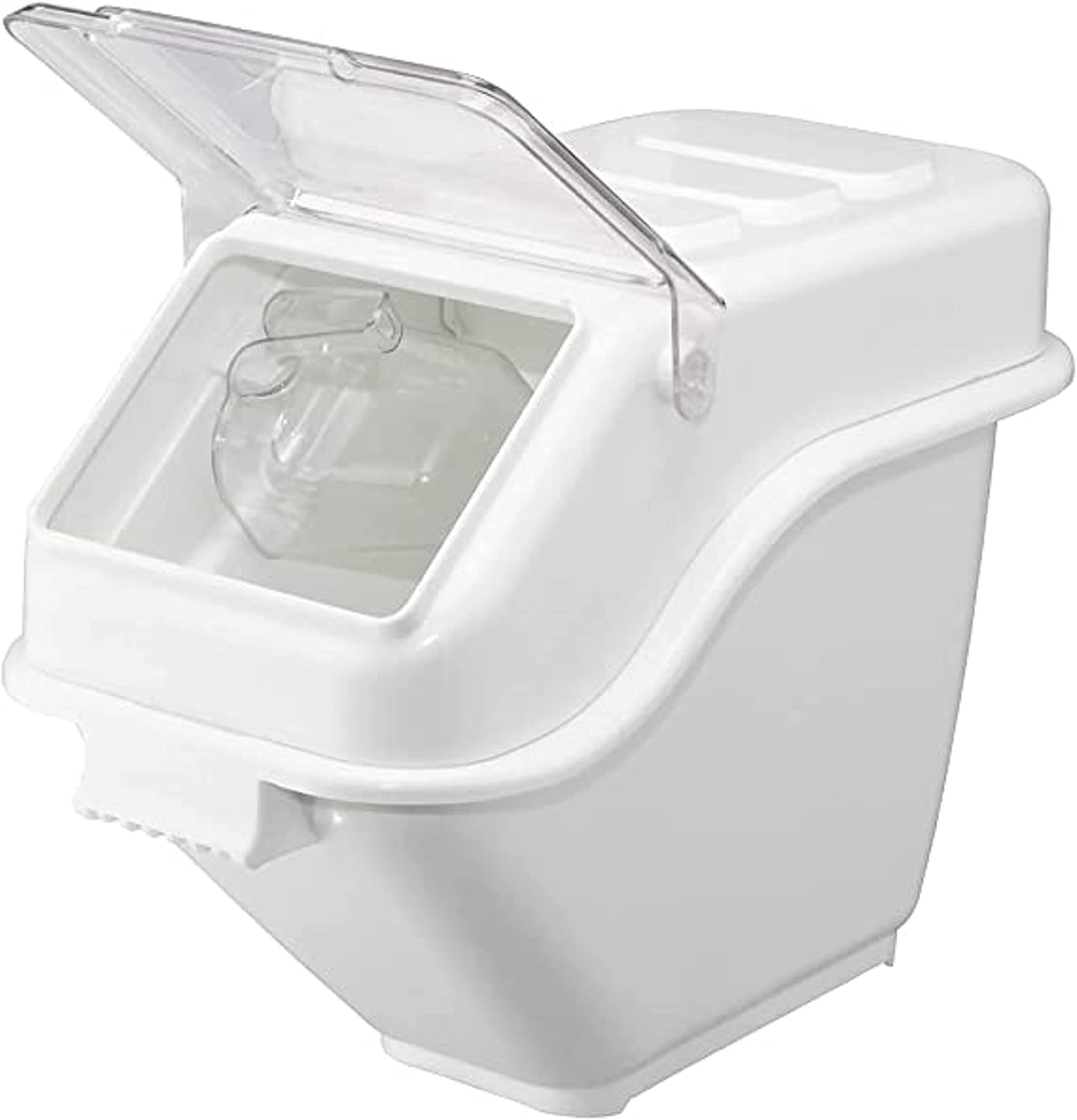 (40 Cups) Shelf Ingredient Bin White with Clear Flip Top Lid & Measuring Scoop- Stackable Plastic Kitchen Pantry Storage Bin for Dry Food Flour Sugar Kitchen Restaurant