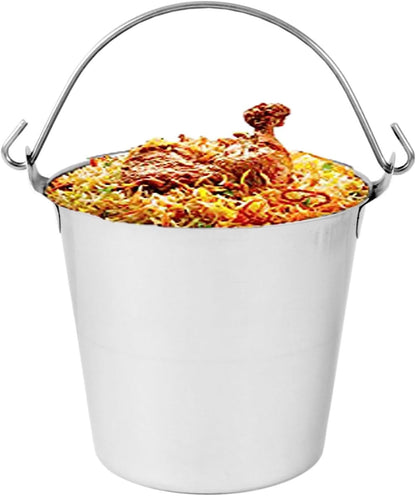 Stainless Steel Pail Balti- Food Buffet Server for Fruit Vegetable Appetizer Fries Entrees Party Snack Buffet Chips Indian Dishes Serve ware for Vegetable and Curries