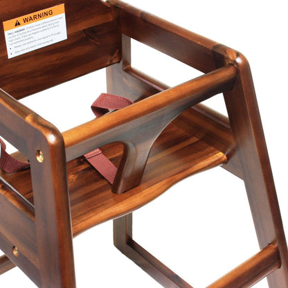 Wood Children High Chair with Safety Belt Wood Finished- Knock-Down Package Commercial Grade Children High Stool Dining Chair for Restaurant & Home Use
