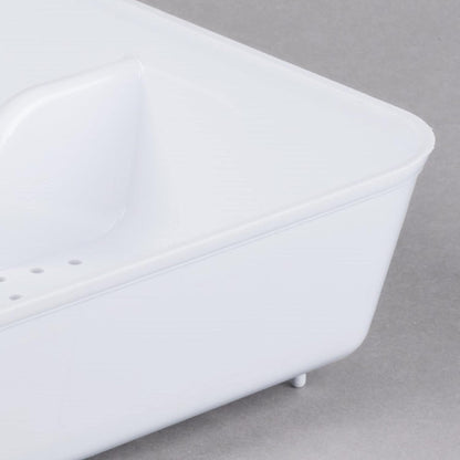 8.5-inch White Floor Drain Strainer 1/8-inch Holes- Square Sink Drain Basket for Restaurants Home and More
