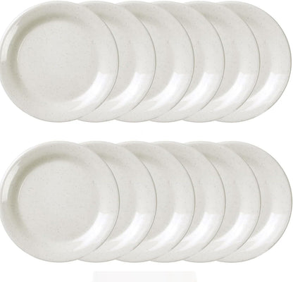 San Marino Round Plates Melamine Set of 12- Dishwasher Safe Break-Resistant Reusable Plates Kitchen Plates Dinnerware Appetizer Plates Serving Plate