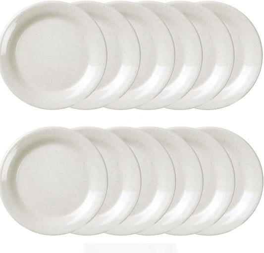 San Marino Round Plates Melamine Set of 12- Dishwasher Safe Break-Resistant Reusable Plates Kitchen Plates Dinnerware Appetizer Plates Serving Plate