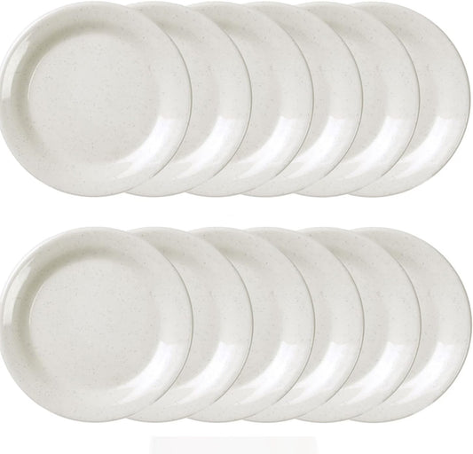 San Marino Round Plates Melamine Set of 12- Dishwasher Safe Break-Resistant Reusable Plates Kitchen Plates Dinnerware Appetizer Plates Serving Plate