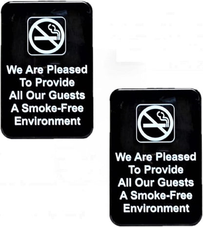6" x 9" Smoke-Free Environment Signs with Easy Peel Self-Adhesive Set of 2- Waterproof Self Adhesive Store Signs Indoor/Outdoor Warning Marker Home Business Use