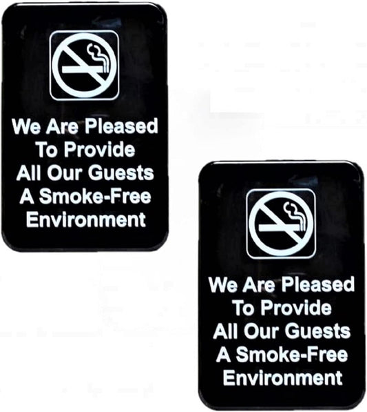 6" x 9" Smoke-Free Environment Signs with Easy Peel Self-Adhesive Set of 2- Waterproof Self Adhesive Store Signs Indoor/Outdoor Warning Marker Home Business Use
