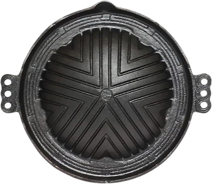 Round Cast Iron Stovetop Barbecue Plate Grill/Griddle - with Easy Grip Handles Griddle Pan for Stove Top Gas Range Grilling Pan Gets Better with Each Use