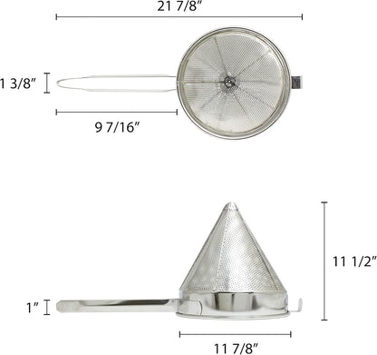 Stainless Steel China Cap Strainer - Cone Shaped Strainer Food Strainer Juice Strainer Kitchen Tools Food Colander For Straining Seeds Beans Sauces & More