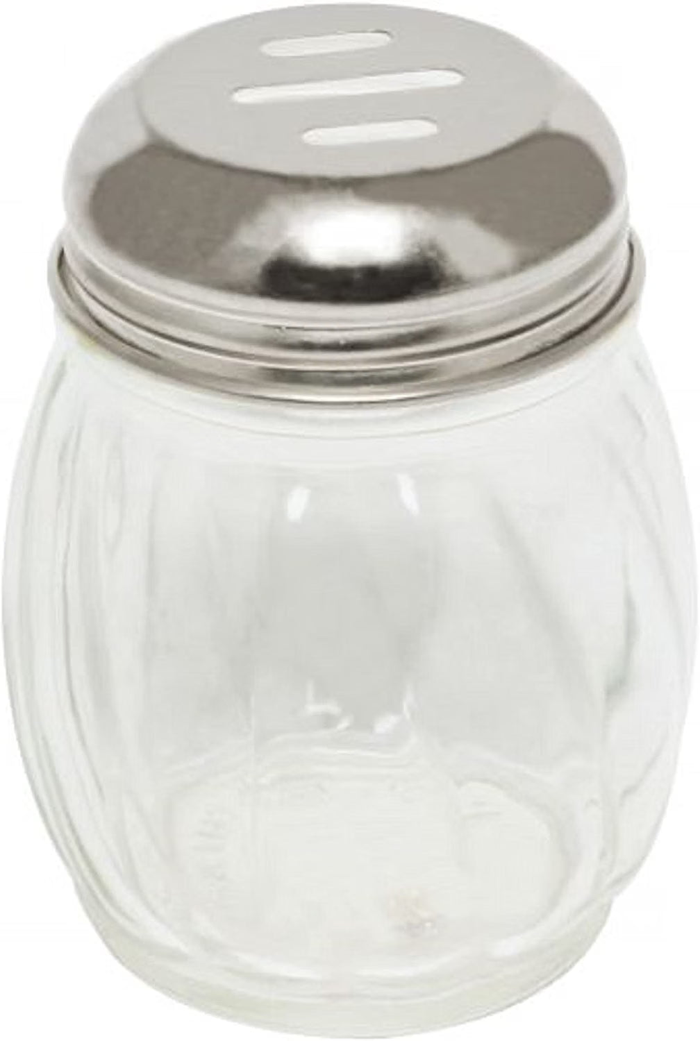 6 oz. Stainless Steel Slotted Swirl Glass Cheese Shaker Set of 12- Swirl design for Spices Parmesan Cheese Spice Shakers Salt & Pepper Shakers