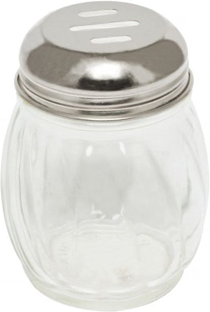 6 oz. Stainless Steel Slotted Swirl Glass Cheese Shaker Set of 12- Swirl design for Spices Parmesan Cheese Spice Shakers Salt & Pepper Shakers