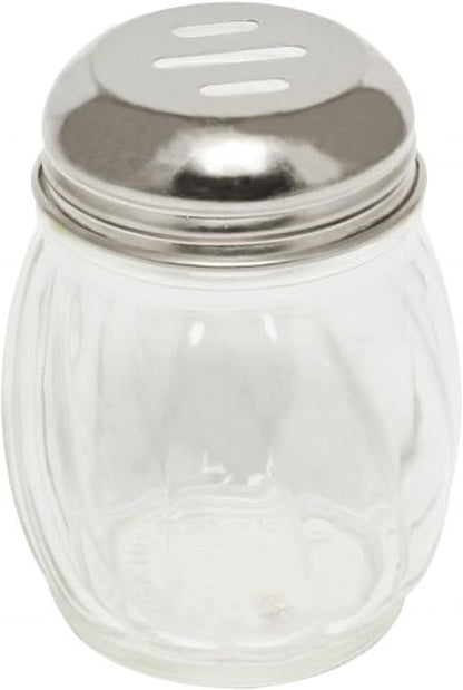 6 oz. Stainless Steel Slotted Swirl Glass Cheese Shaker Set of 12- Swirl design for Spices Parmesan Cheese Spice Shakers Salt & Pepper Shakers