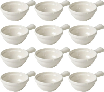 10 oz Soup Bowls with Handle Melamine Set of 12- Dishwasher Safe Break-Resistant Reusable Bowls Serving Soup Bowl Broth Cups Soup Bowls Ice Cream Dipping Sauce