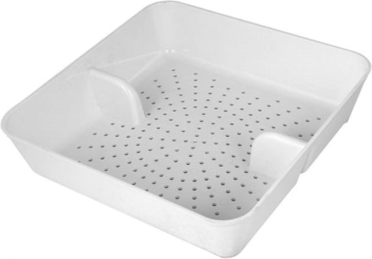 8.5-inch White Floor Drain Strainer 1/8-inch Holes- Square Sink Drain Basket for Restaurants Home and More