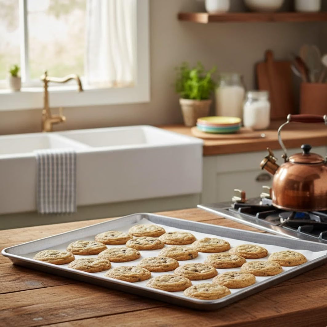 All-Purpose Aluminum Bake & Roasting Pan with Foldable Handles – 26-1/4" x 18-1/4" – Versatile Baking Tray & Roaster for Cookies, Cakes, Chicken, and More – Perfect for Oven Baking & Roasting