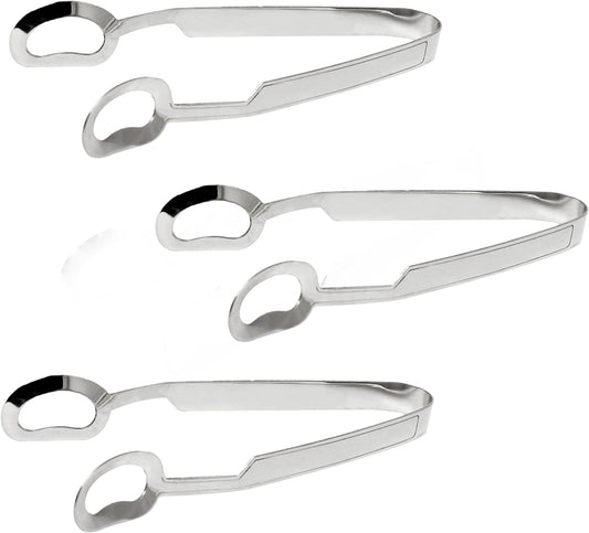 6" Stainless Steel Snail Escargot Tongs Set of 3- Seafood Snail Escargot Tongs Server Serving Cooking Tong for Home Kitchen Restaurant Hotel BBQ