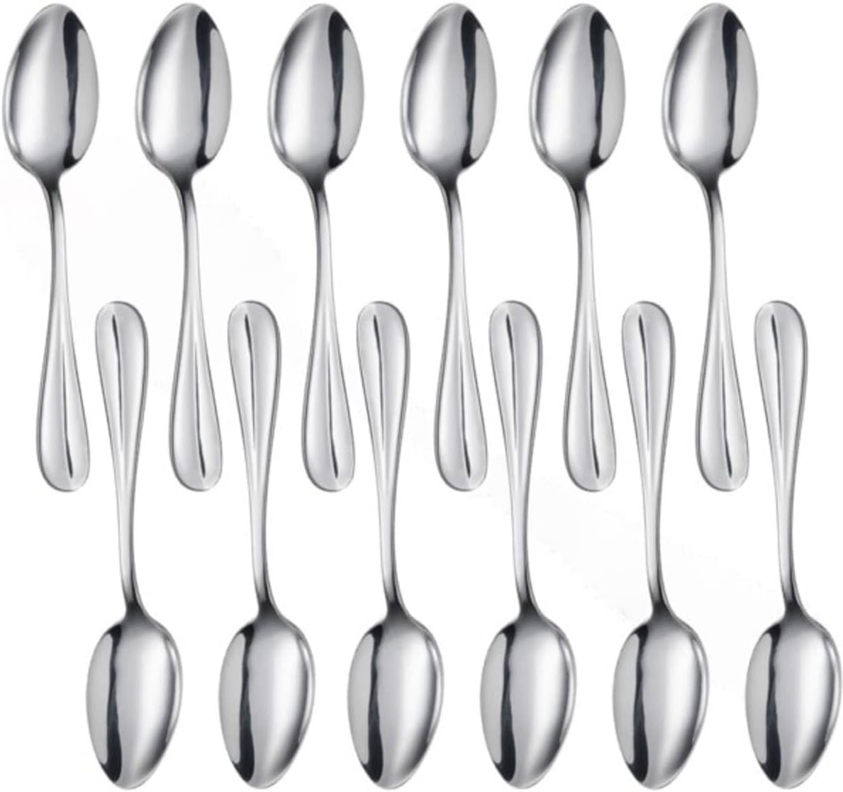 Set of 12 Stainless Steel - Steel Flatware Silverware Cutlery Kitchen Tableware for Home Restaurant for Stirring Coffee Dessert Cake Ice Cream Cappuccino