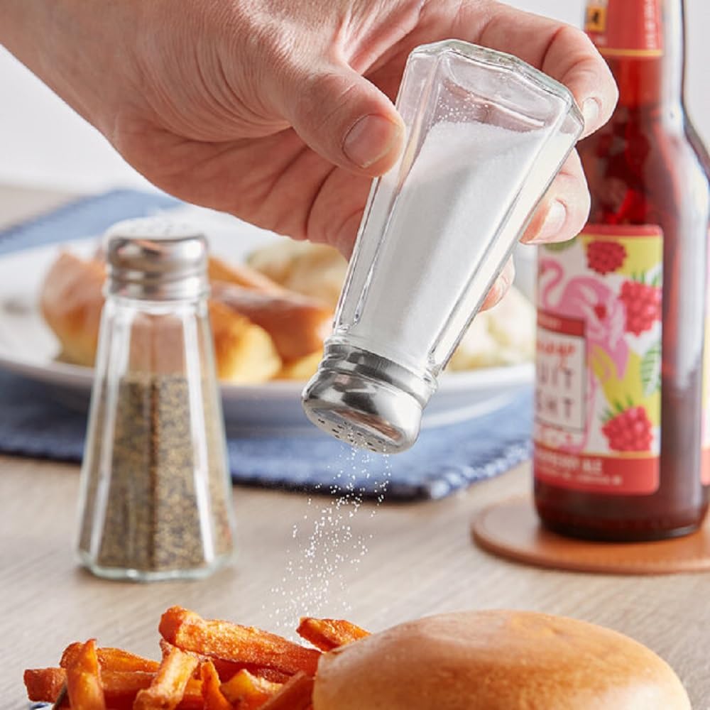 Classic Clear Glass Salt or Pepper Shakers with Stainless Steel Mushroom Tops Set of 12- Salt Shaker Stainless Lid-Glass Spice Jars Kitchen Accessories