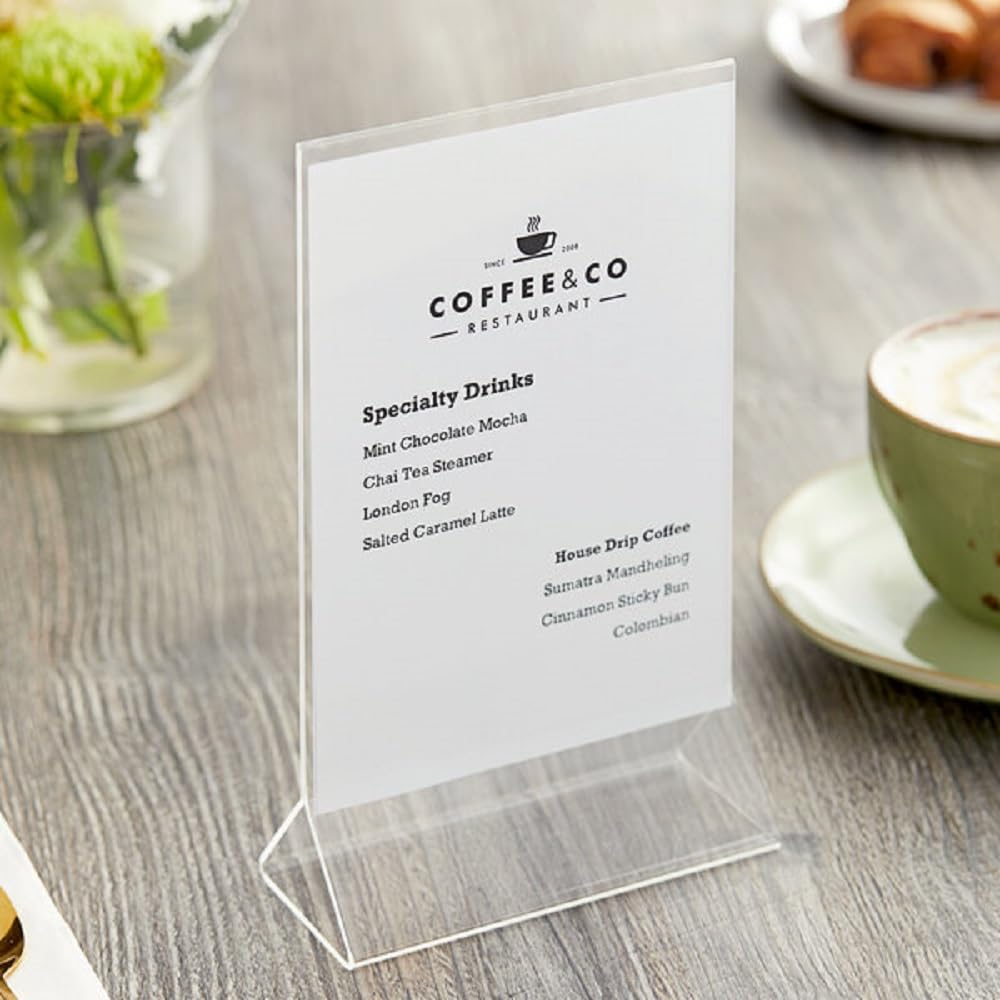Acrylic Menu Sign Photo Table Holders Clear - Upright Table Desk Displays Double Sided Table Menu Stands Picture Frames for Wedding Table Numbers Restaurant Signs