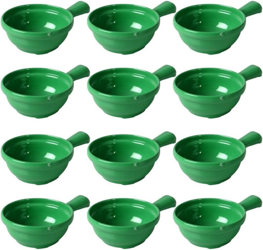 10 oz Soup Bowls with Handle Melamine Set of 12- Dishwasher Safe Break-Resistant Reusable Bowls Serving Soup Bowl Broth Cups Soup Bowls Ice Cream Dipping Sauce