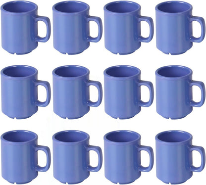 8 oz Mug Melamine Set of 12- Dishwasher Safe Break-Resistant Coffee Cup Set Reusable Plastic Cup for Latte Cappuccino Cocoa Hot Tea Mocha Home Cafe Restaurants