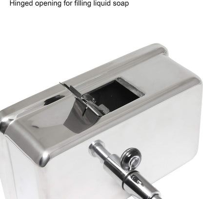 40 oz. Stainless Steel Horizontal Soap Dispenser Surface Mounted-Commercial Soap Dispenser Stainless Steel Pump Refillable Liquid Hand Soap Dispenser for Bathroom
