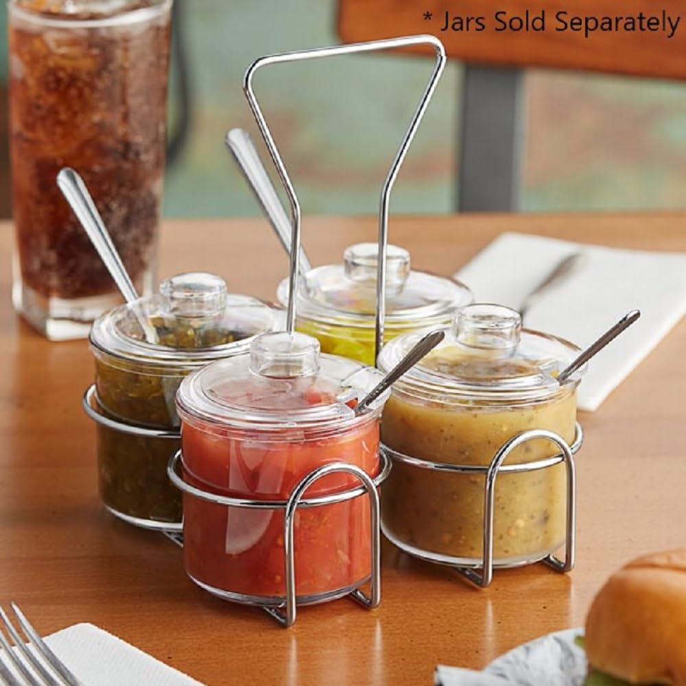 Condiment Jar Holder Iron Plated Hole Size: 3-3/8" Diameter - Condiment Rack Holder Table Caddy Tabletop Seasoning Spice Organizer for Home and Restaurant
