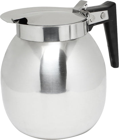 64 oz Stainless Steel Coffee Decanter with Black Easy-Grip Handle Mirror Finish- Coffee Server Beverage Serveware Coffee Carafes For Keeping Hot Liquids Coffee Pot Decanter