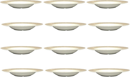 16 oz Pasta Bowls Dinnerware Melamine Set of 12- Dishwasher Safe Break-Resistant Reusable Pasta Plates Serving Bowl Pasta Bowls for Dinner Home Kitchen Restaurants