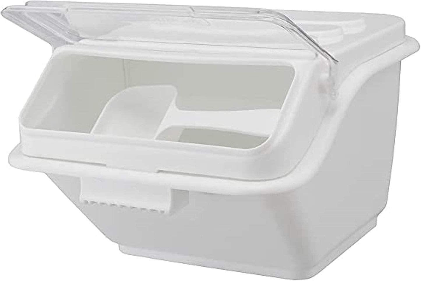 (40 Cups) Shelf Ingredient Bin White with Clear Flip Top Lid & Measuring Scoop- Stackable Plastic Kitchen Pantry Storage Bin for Dry Food Flour Sugar Kitchen Restaurant