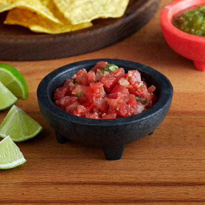 Molcajete Salsa Bowl Black Color - Perfect for Parties Events Regular Use Great for Molcajete Chips Guacamole Serving Dish Sauce Cup Side dish Snack Dip Nuts or Candy
