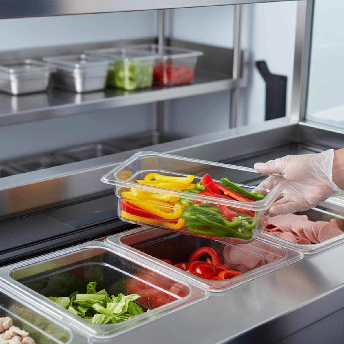 Deep Polycarbonate Food Pan - Commercial Restaurant Food Storage Containers Hotel Pans for Catering Buffets Restaurants Fruits Vegetables Corns
